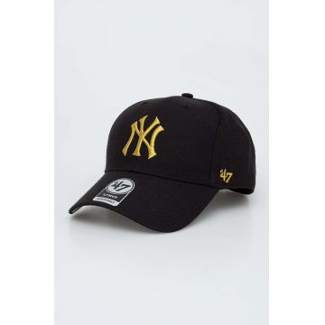 47brand sapca MLB New York Yankees culoarea negru, cu imprimeu