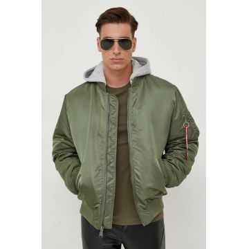 Alpha Industries geaca bomber MA-1 ZH Back EMB barbati, culoarea verde, de iarna