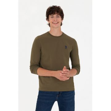 Bluza din amestec de bumbac cu decolteu la baza gatului