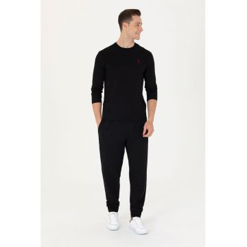 Bluza din amestec de bumbac cu decolteu la baza gatului