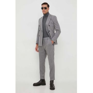 BOSS costum de lana culoarea gri, modelator