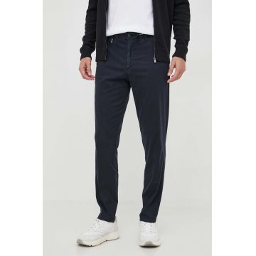BOSS pantaloni barbati, culoarea albastru marin, cu fason chinos