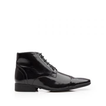 Ghete casual barbati din piele naturala, Leofex - 586 negru naplac