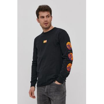 HUF Longsleeve bărbați, culoarea negru, cu imprimeu