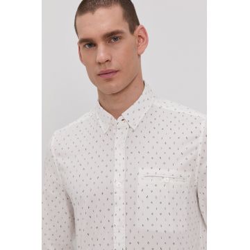 Mustang Cămașă bărbați, culoarea alb, cu guler button-down, slim