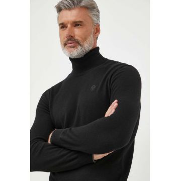 North Sails pulover din amestec de lana barbati, culoarea negru, light, cu guler