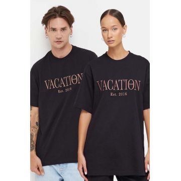 On Vacation tricou din bumbac culoarea negru, cu imprimeu