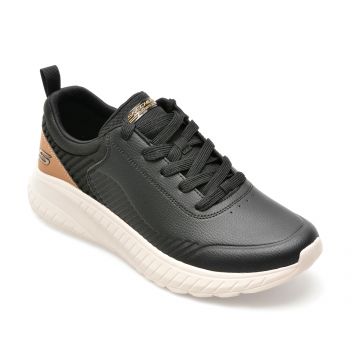 Pantofi SKECHERS negri, BOBS SQUAD CHAOS, din piele ecologica