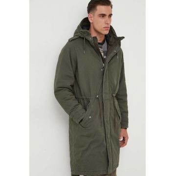 Pepe Jeans hanorac BOWIE barbati, culoarea verde, de iarna