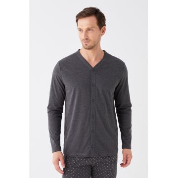 Pijama lunga din amestec de bumbac - cu buline