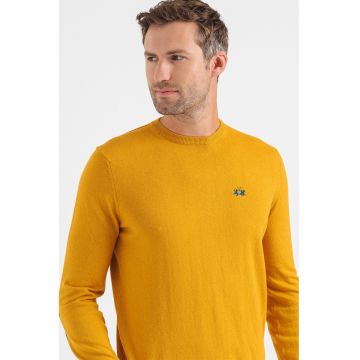 Pulover regular fit din amestec de lana cu logo discret