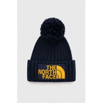 The North Face caciula culoarea albastru marin, din tricot gros