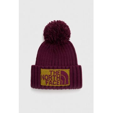 The North Face caciula culoarea bordo, din tricot gros
