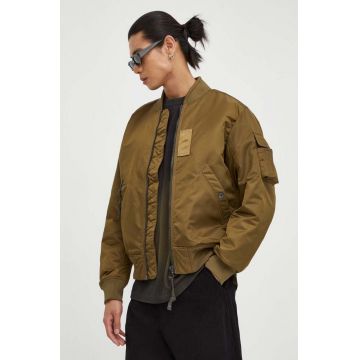 G-Star Raw geaca bomber barbati, culoarea verde, de tranzitie