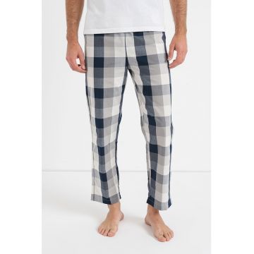 Pantaloni de pijama cu model in carouri si banda logo in talie Simon