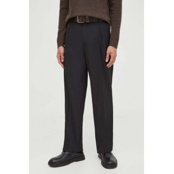 Tiger Of Sweden pantaloni din lana culoarea negru, drept