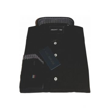 Camasa premium barbati, 100% bumbac, regular fit - FRONTERA - negru dungi cu bezati