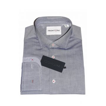 Camasa premium barbati, 100% bumbac, slim fit - FRONTERA - gri cu bezati