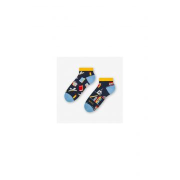 Sosete scurte barbati, model asimetric Travels Low - Happy socks - More S035-008 bleumarin