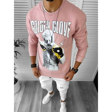 Bluza barbati roz vatuita slim fit K409 46-1