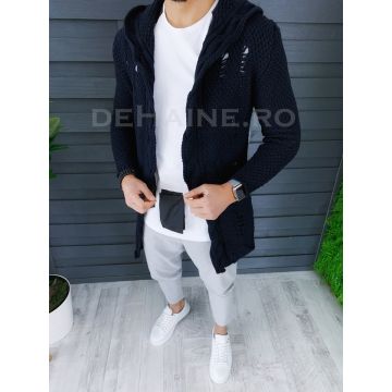 Cardigan barbati bleumarin cu gluga slim fit ZR T3601 K19-1