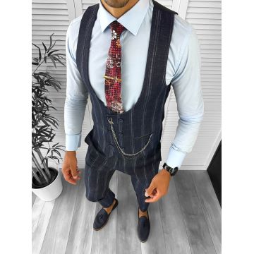 Compleu barbati  Vesta + Pantaloni bleumarin inchis B5517 X4