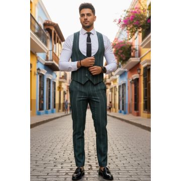 Compleu barbati  Vesta + Pantaloni  verde B5517 32-5