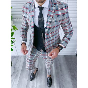 Costum barbati slim fit + Vesta B4276