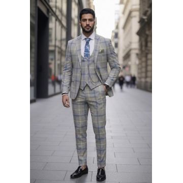 Costum barbati slim fit + Vesta B5379 128-3