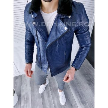 Geaca barbati bleumarin piele ecologica B3104 **