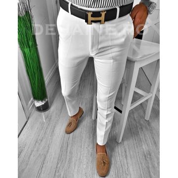 Pantaloni barbati eleganti albi ZR A6688 B9