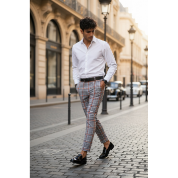 Pantaloni barbati eleganti in carouri B1889  B12-4