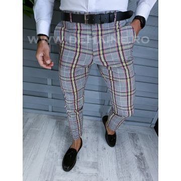 Pantaloni barbati eleganti in carouri gri B1559 B5-2