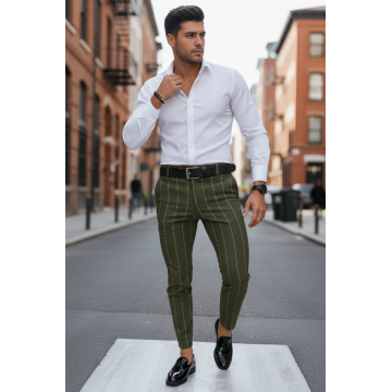 Pantaloni barbati eleganti kaki B1798 B6-5.1 U2