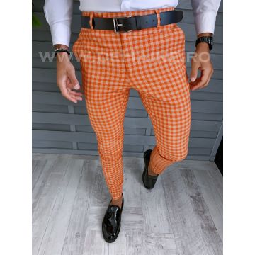 Pantaloni barbati eleganti portocalii B1880 20-2 e ~