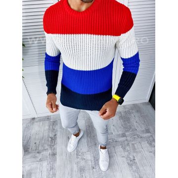 Pulover barbati gros slim fit bleumarin T3574