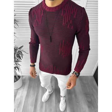Pulover barbati gros slim fit grena T3636 35-3
