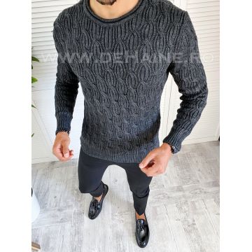 Pulover barbati gros  slim fit gri inchis T3548 P20-3.2