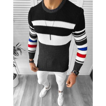 Pulover barbati gros slim fit gri inchis T3576 D2-1.1