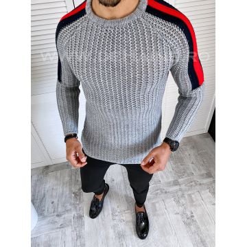 Pulover barbati gros slim fit gri T3570 24-1