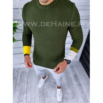 Pulover barbati gros slim fit kaki T3585 P18-3.1