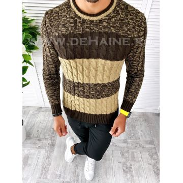 Pulover barbati gros slim fit maro T3565 102-2
