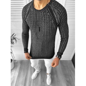 Pulover barbati gros slim fit negru T3711. 103-3