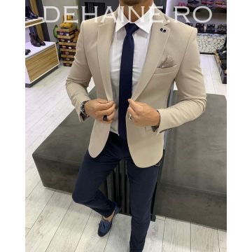 Sacou barbati bej slim fit ZR A3926 44-3.2