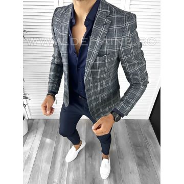 Sacou barbati in carouri slim fit B1487 E 93-2 ~