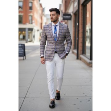 Sacou barbati in carouri  slim fit B4239 111-2