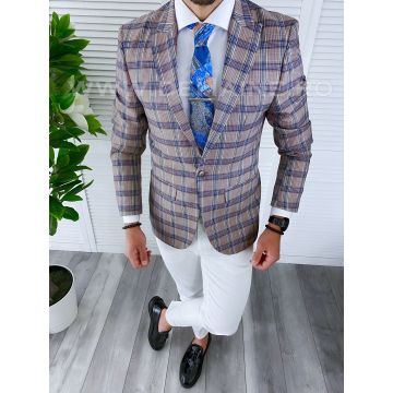 Sacou barbati in carouri slim fit B4239 79-2 E ~