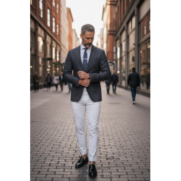 Sacou barbati in carouri  slim fit B4241  42-4