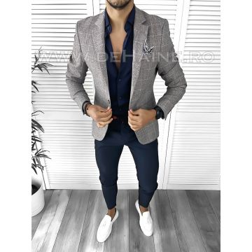 Sacou barbati in carouri slim fit B4976    i13-3.2