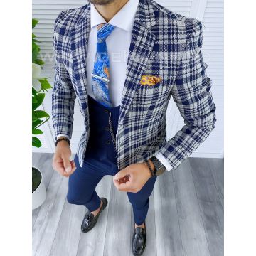 Sacou barbati in carouri slim fit B5293 12